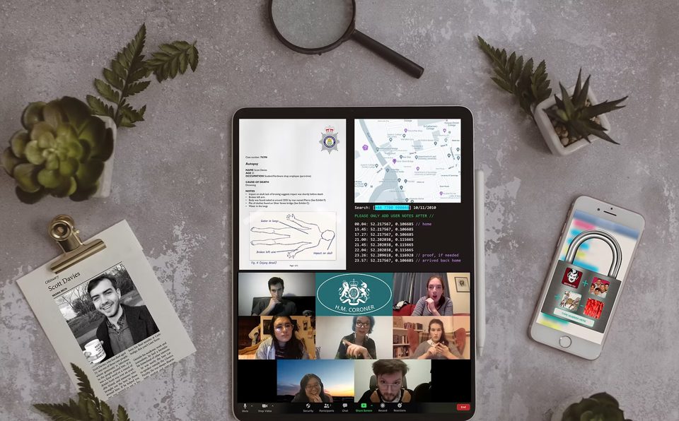 The Inquest online: a Zoom call, investigation documents and a map.